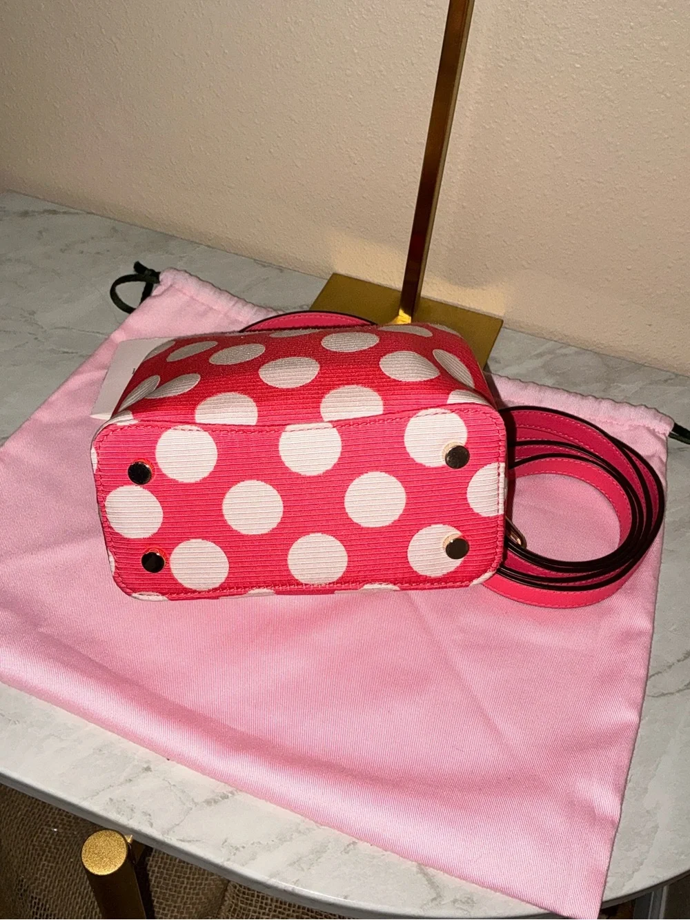 kate spade Pink and White Polka Dot Mini Satchel Crossbody Bag